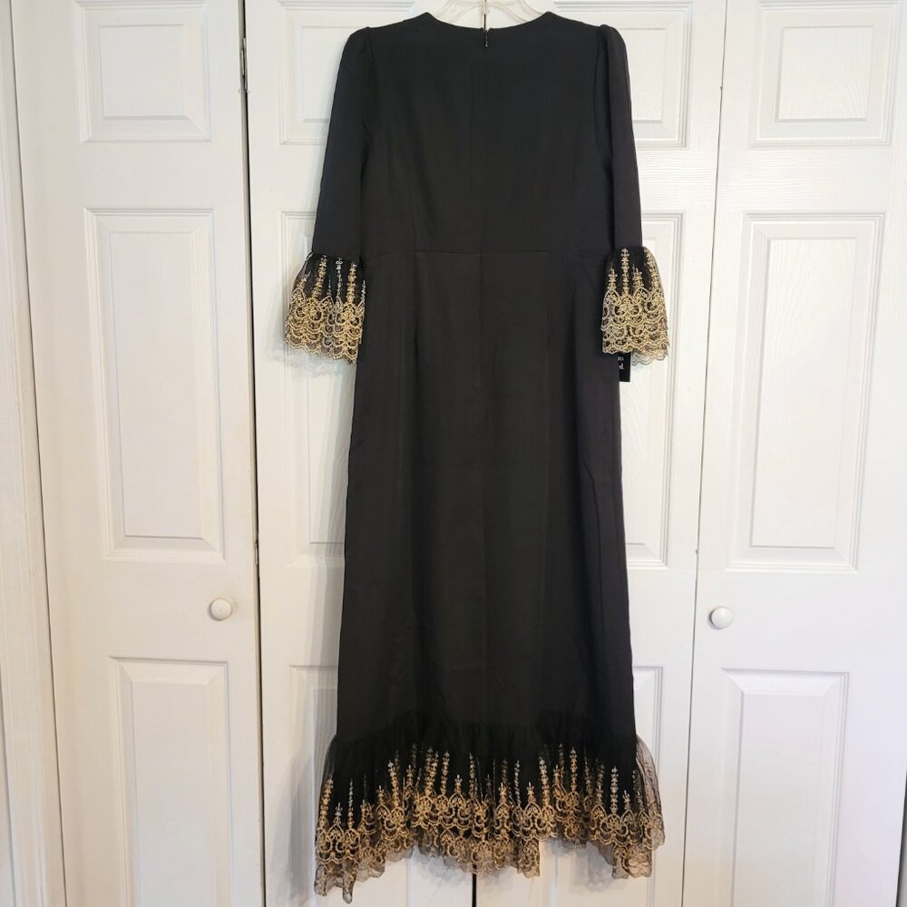 Tuckernuck Black Maxi Dress with Gold Lace Accents - Picture 5 of 9